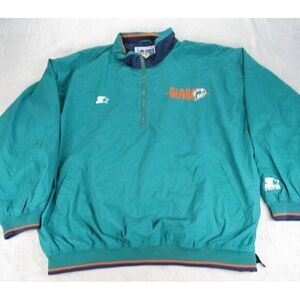 Vintage Miami Dolphins Jacket Mens‎ XXL NFL Pro Line 1/4 Zip Windbreaker 1990s